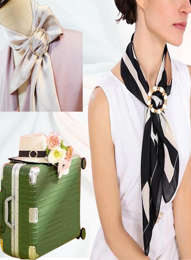 LAIFOOSHEN Scarf Ring T-Shirt Ties for Women Clothing, Gold Metal Round Circle Shirt Clip Decorative Buckles for Clothes. - Image 3